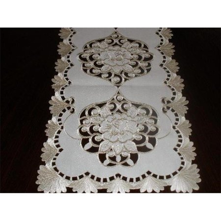 TAPESTRY TRADING Tapestry Trading RC0446-1454 14 x 54 in. Embroidered Roses And Lacy Cutwork Table Runner; Ivory RC0446/1454